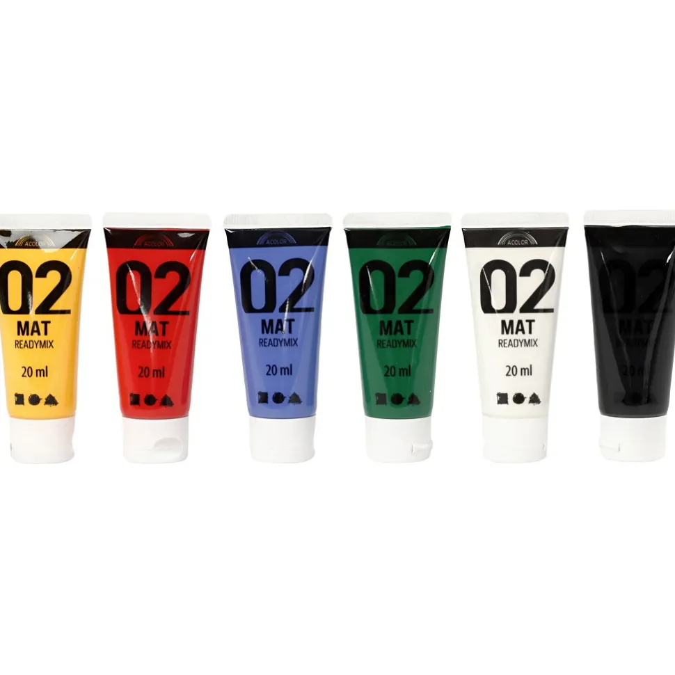 Akrylfarben 20 Ml - Grundfarben, Matt, 6 Stk.