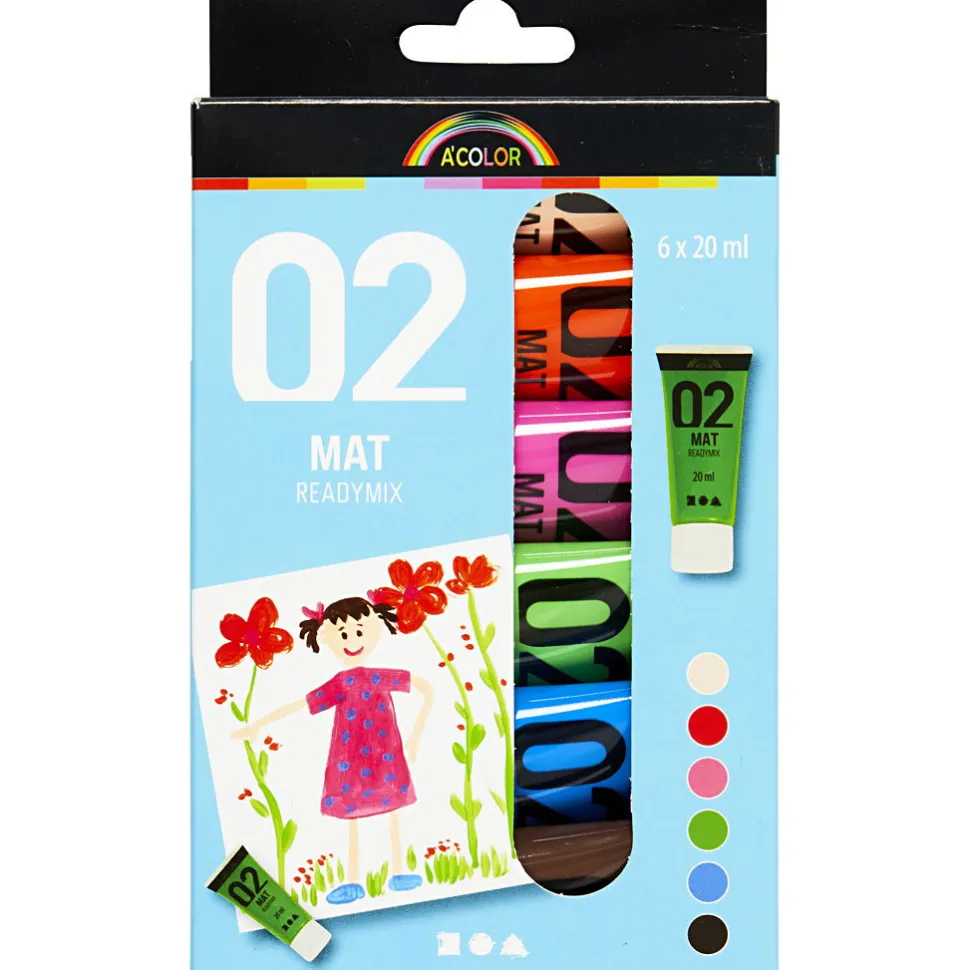 Akrylfarben 20 Ml - Knallig, Matt, 6 Stk.