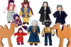 Biegepuppen 12,5 Cm - Familie, 6 Stk + 2 Kamele