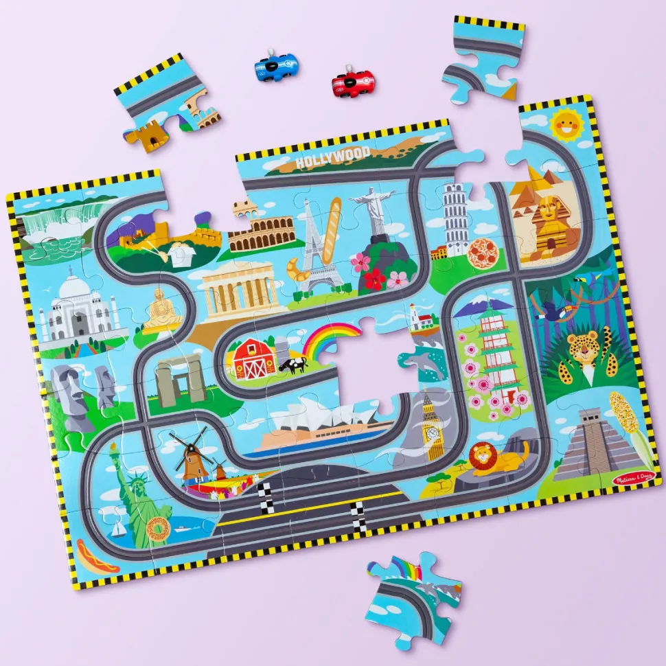 Bodenpuzzle Weltreise M. Fahrbahn, 48 Teile
