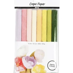 Crepepapier - Pastel, 8 Rollen