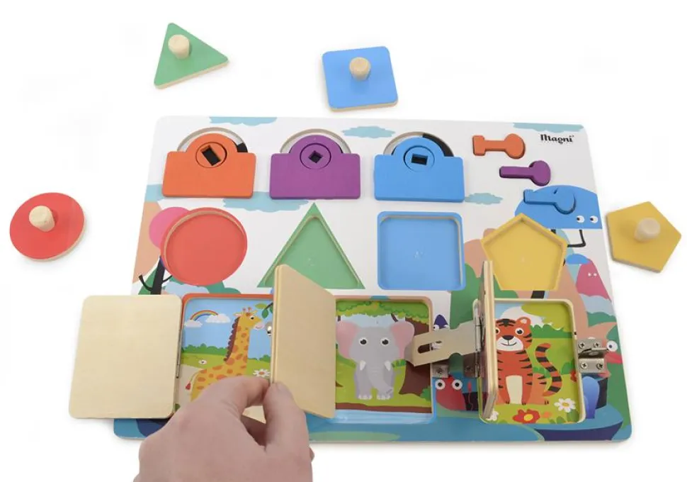 Feinmotorikbrett Schlussel, Formen & Farben