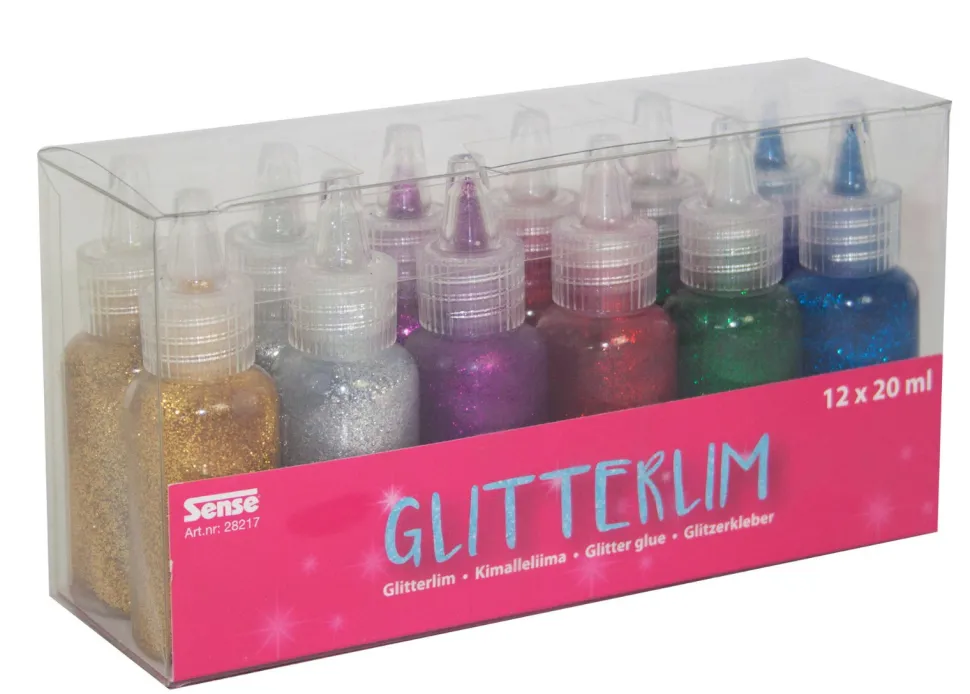 Glitzerkleber 12 Flaschen Mit Malspitze
