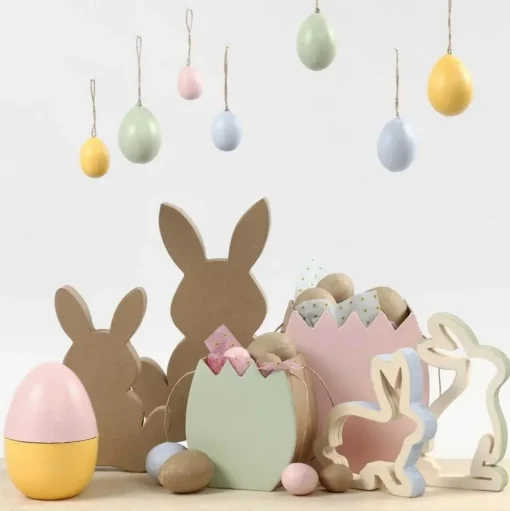 Halbe Eierschalen Aus Papiermache - H.12 Cm