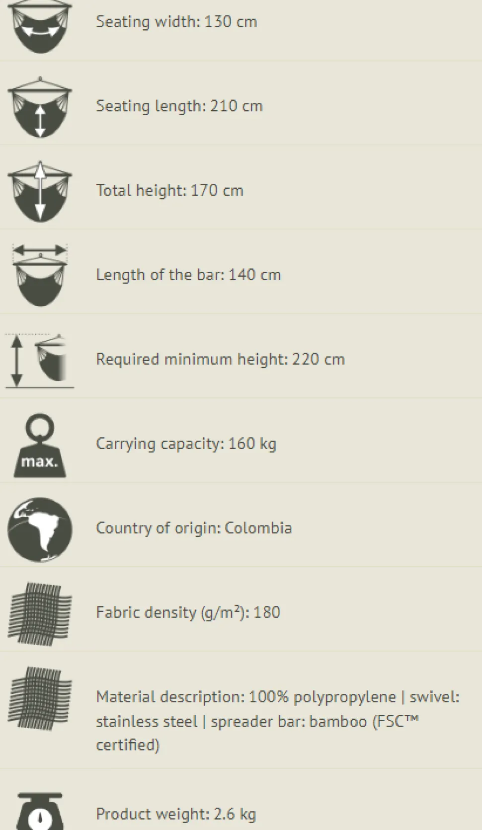 Hangesessel Kingsize - Outdoor - Sea Salt