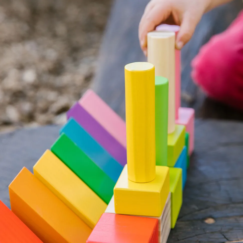 Holzklötze In Regenbogenfarben - 45 Teile