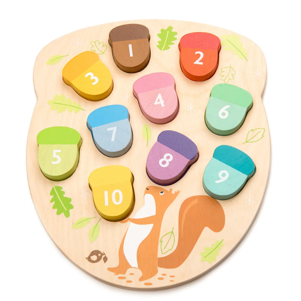 Holzpuzzle - 10 Teile - Eicheln Zahlen