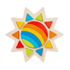 Holzpuzzle - Regenbogen-Sonne, 16 Teile