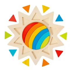 Holzpuzzle - Regenbogen-Sonne, 16 Teile