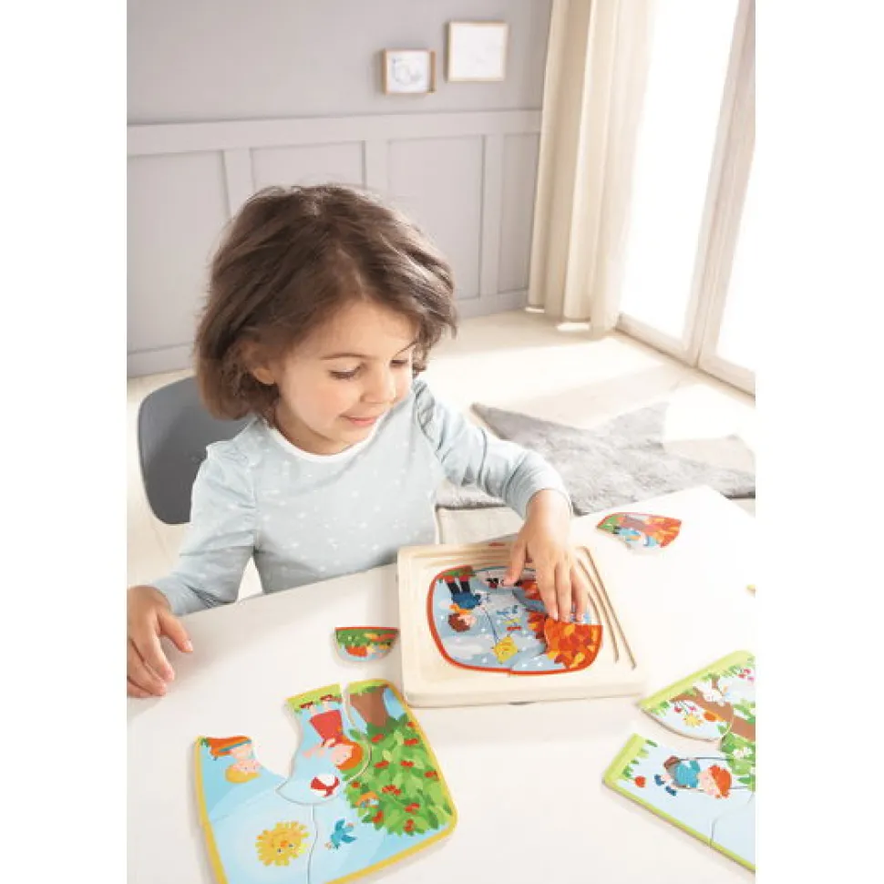 Holzpuzzle In Schichten - Jahreszeiten