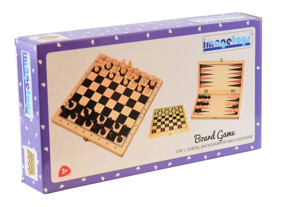3-In-1 Brettspiele Im Holzkoffer