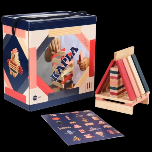 Kapla Holzbausteine, 120 Stk - Blau/Rot/Rosa