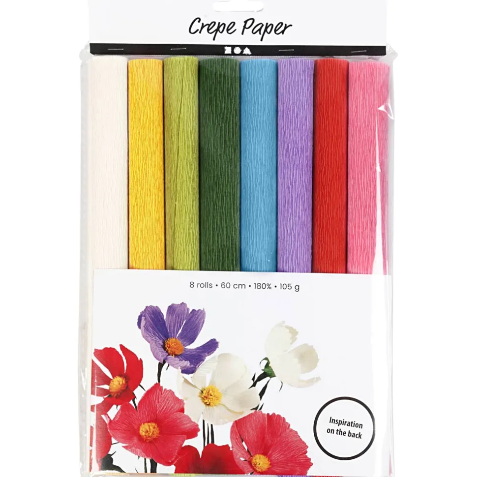 Krepppapier - Standardfarben, 8 Blatt