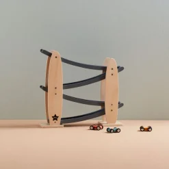 Kugelbahn Auto-Rennbahn - Aus Holz, Grau