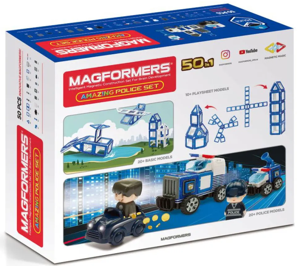 Magformers Polizeiwache Und Fahrzeuge - 50 Stk.