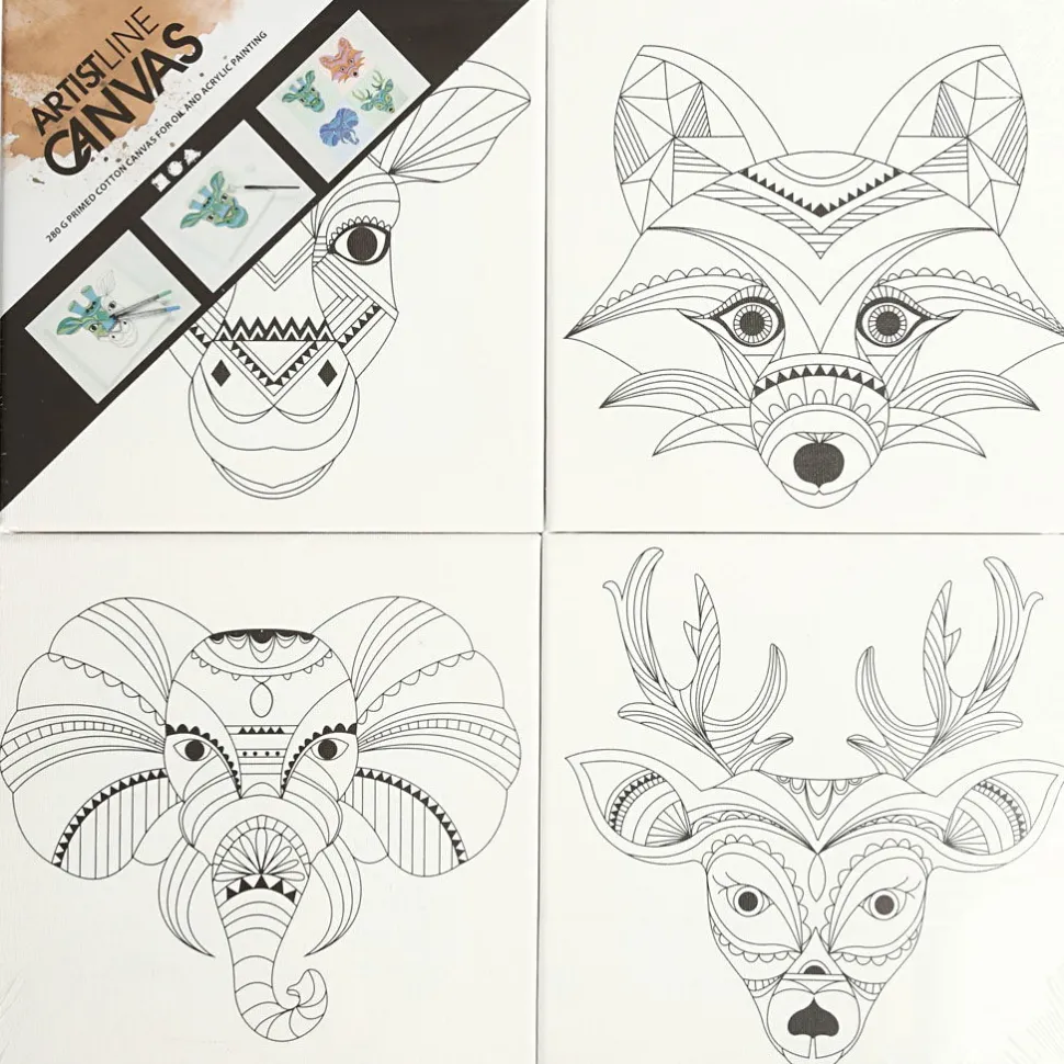 Malerleinwand Mit Tieren - 20 X 20 Cm, 4 Stk.