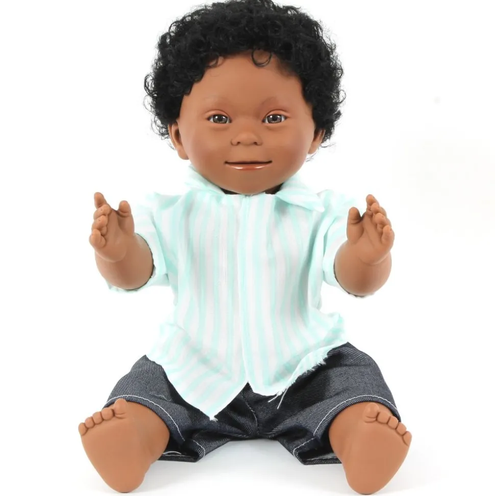 Puppe M. Down-Syndrom - Junge, Schw. Haar, 40 Cm