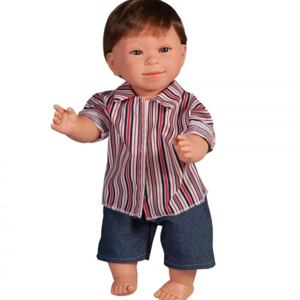 Puppe M. Down-Syndrom - Junge, Bra. Haar, 40 Cm