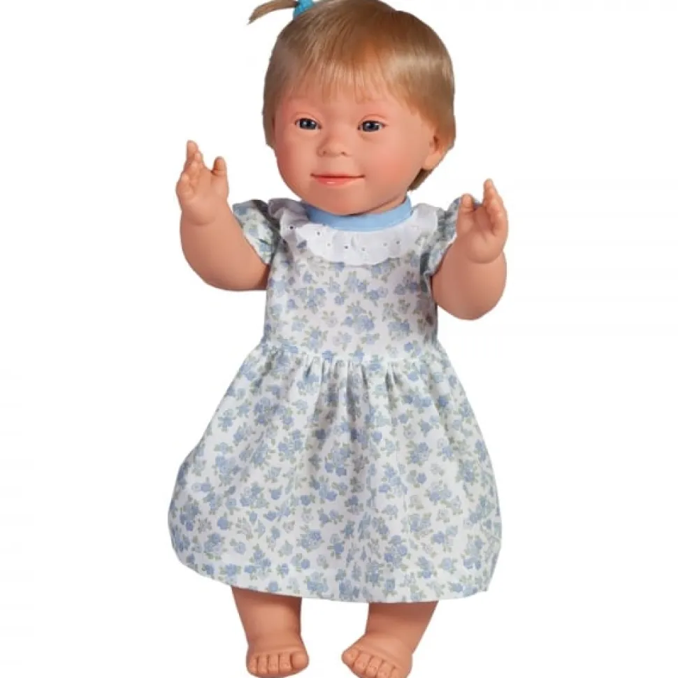 Puppe M. Down-Syndrom - Madchen, Blo. Haar, 40 Cm
