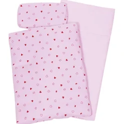 Puppenbettwasche - Rosa Mit Herzen, 40 Cm