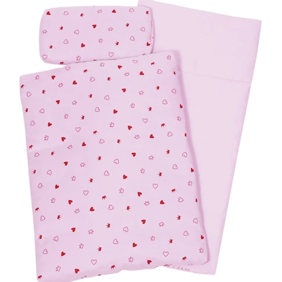 Puppenbettwasche - Rosa Mit Herzen, 40 Cm