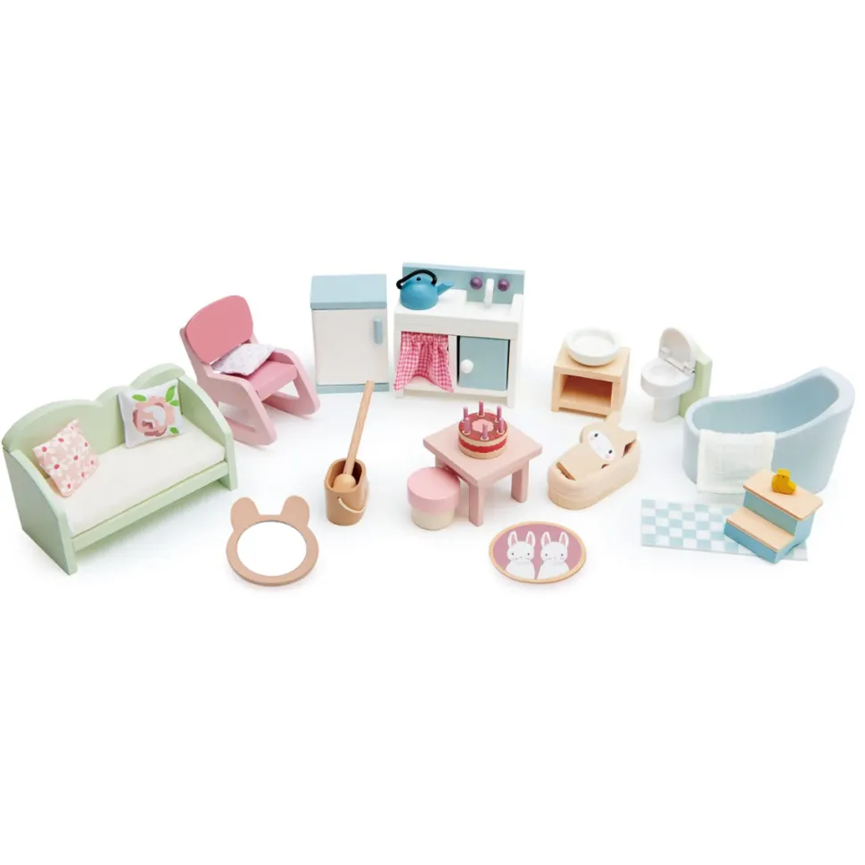 Puppenhausmobel - Wohnzimmer, Kuche, Bad