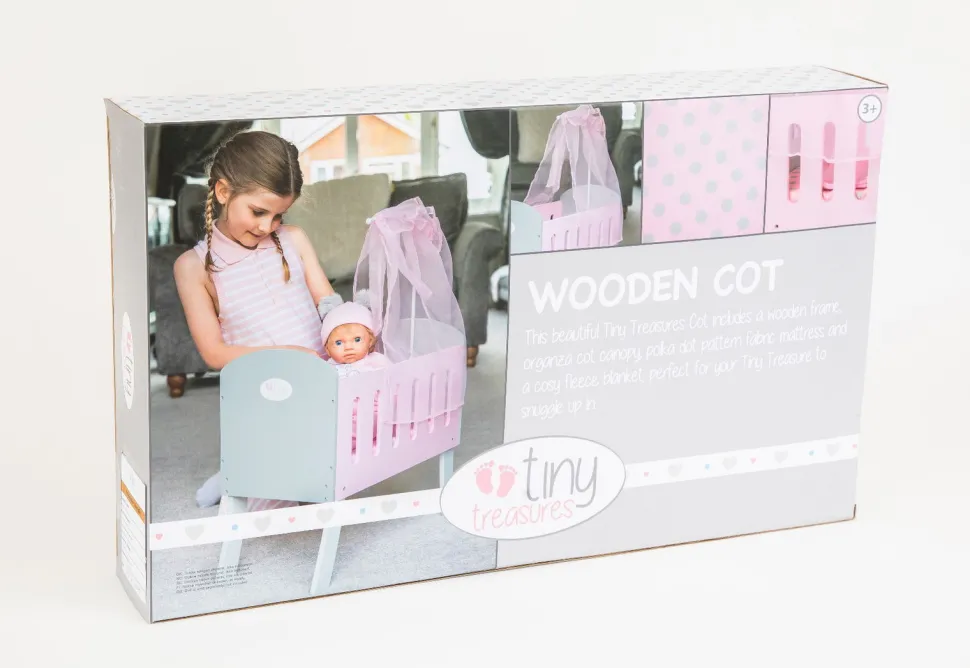 PuppenZubehör - Puppenbett Mit Himmel 45 Cm