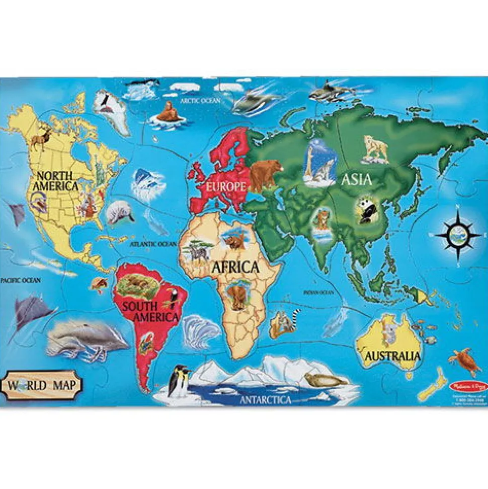 Puzzle Boden - Weltkarte Mit Tieren