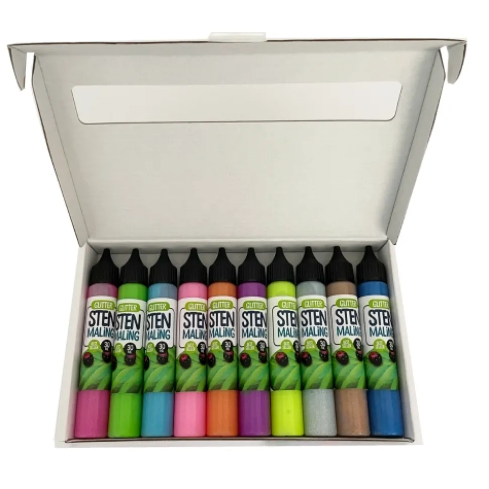 Steine Bemalen - Glitzerfarben 10 X 30 Ml