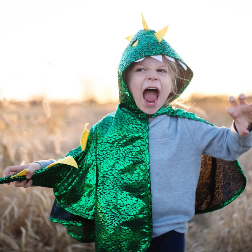 Umhang Drache - Grun/Gelb, Gr. 2-3 Jahre